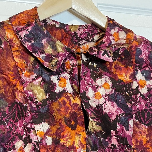 VTG 50s/60s floral dress in warm tones sz M - Picture 4 of 12